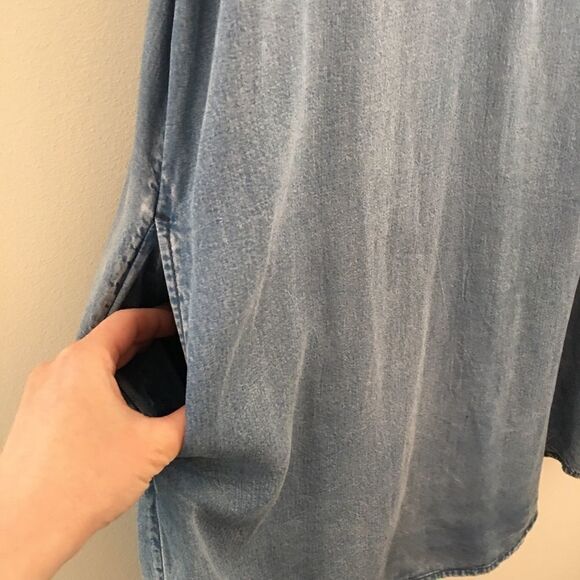 GAP Chambray Sleeveless Tunic Dress with Pockets | Size Medium - Picture 4 of 8
